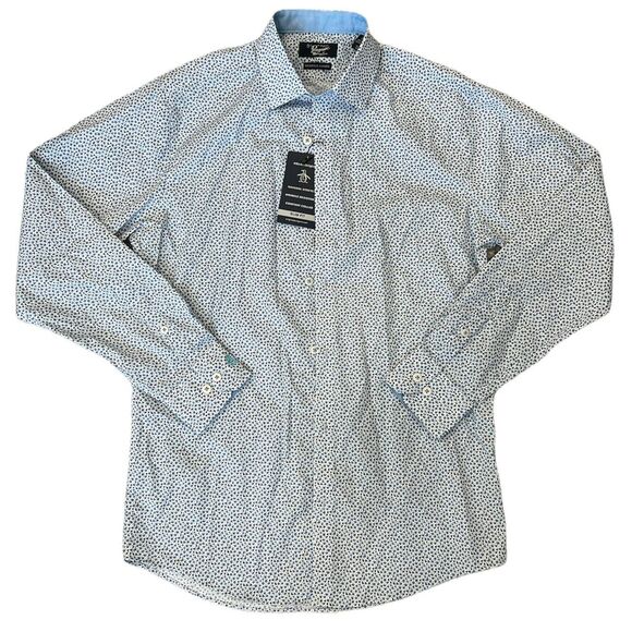 Penguin Blue Floral Heritage Slim Fit Shirt 14.5